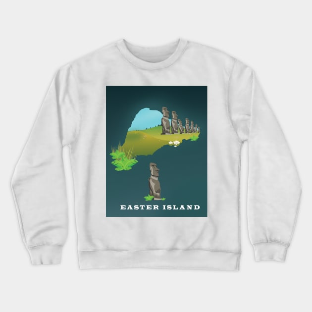 Easter Island travel poster Crewneck Sweatshirt by nickemporium1